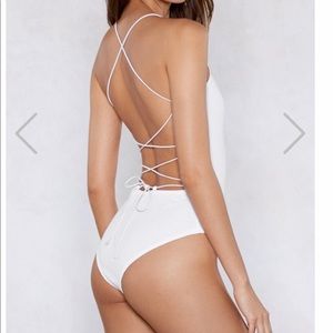 Nasty Gal White Bodysuit with sexy strings